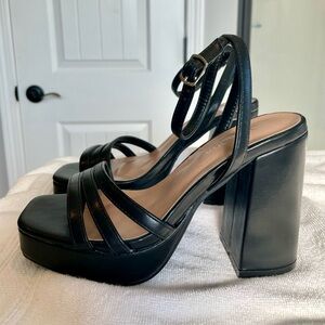 Strappy Black Platform Heels